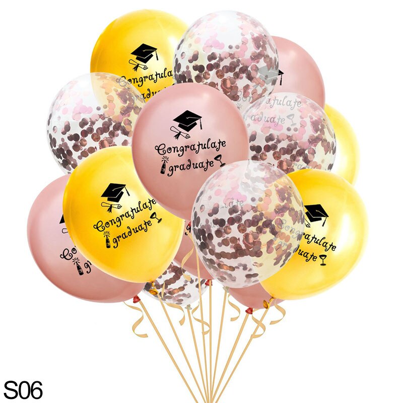 Congrats Graduation Balloons Gold Silver Black Latex Balloon Confetti Ballons Congratulation Grad Party Decoration Supplies 