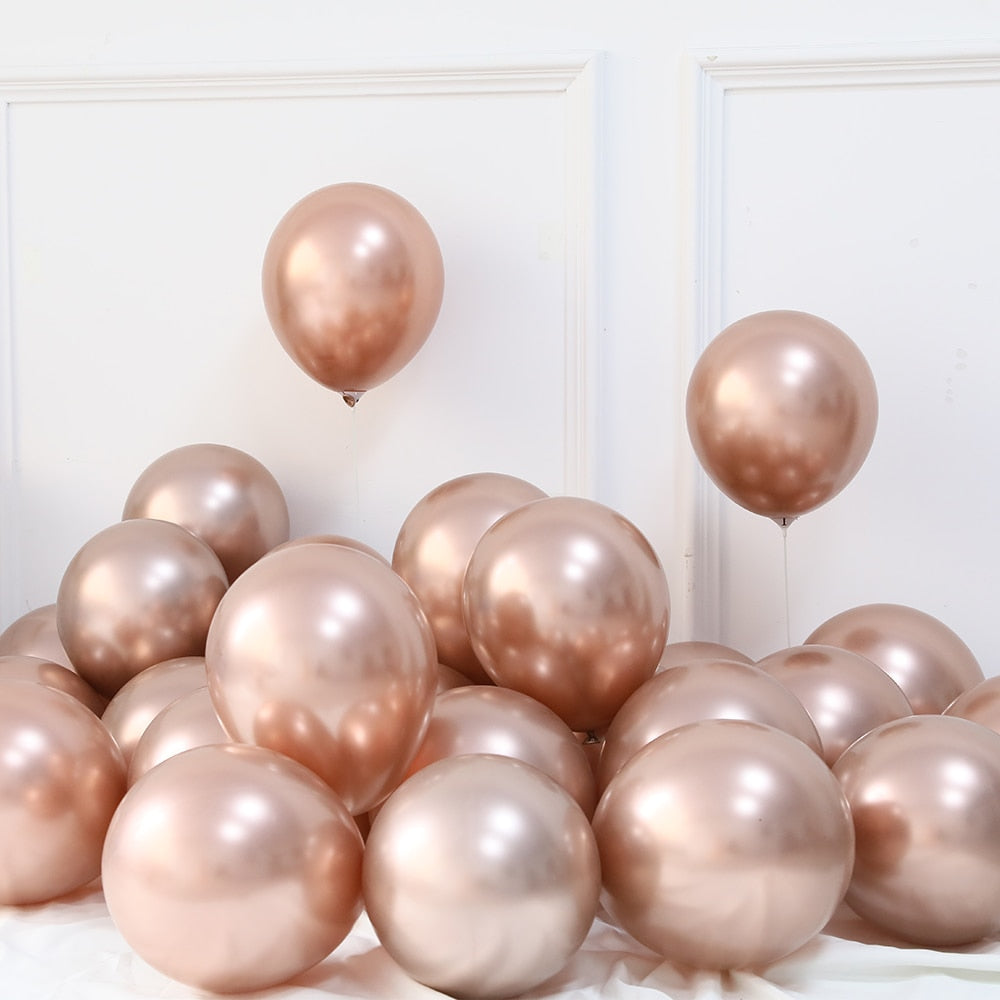 Pcs Inch Rose Gold Champagne Chrome Balloons Metal Globos Birthday Party Wedding Decorations Baby Shower 