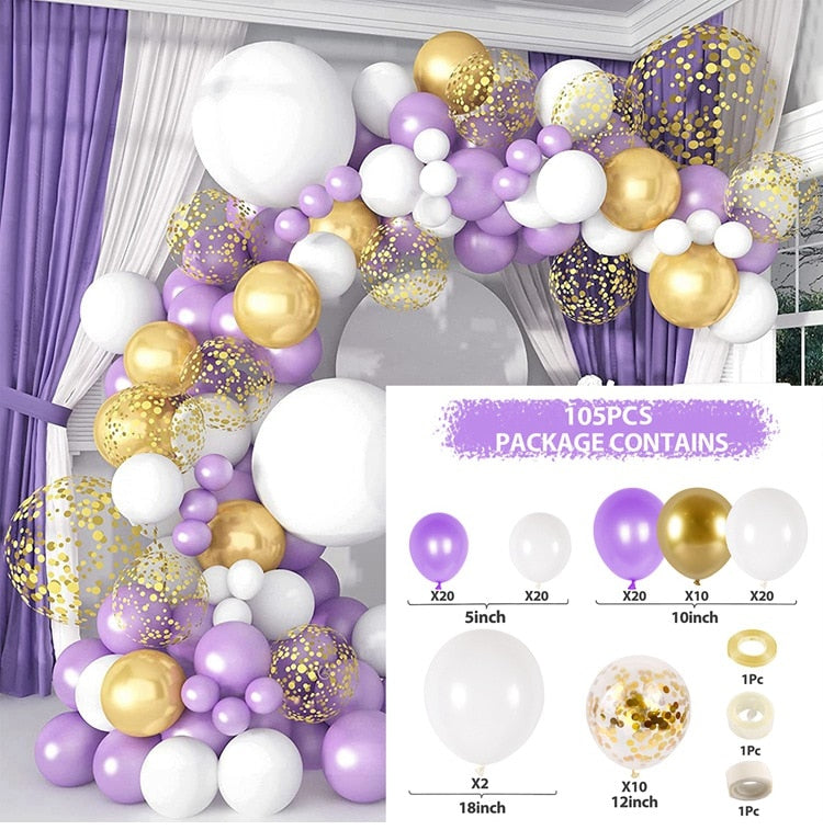 Purple Pink Balloons Garland Arch Kit Macaroon Latex Ballons Wedding Birthday Party Decor Kids Adult Girl Baby Shower Ballon Inflatable Decorations