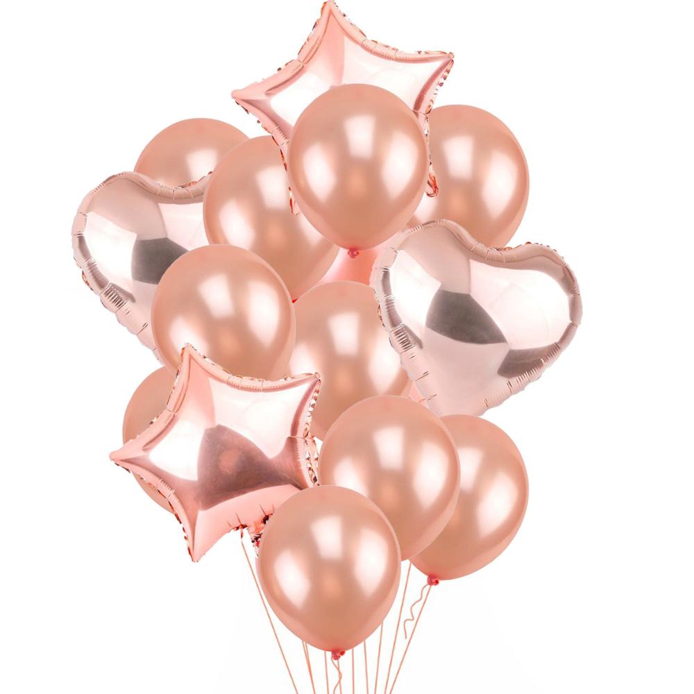 Mix Rose Gold Balloon Confetti Ballon Foil Heart Birthday Party Wedding Balloon Decoration Gift Baby Shower Bridal Shower PartyDecorHQ