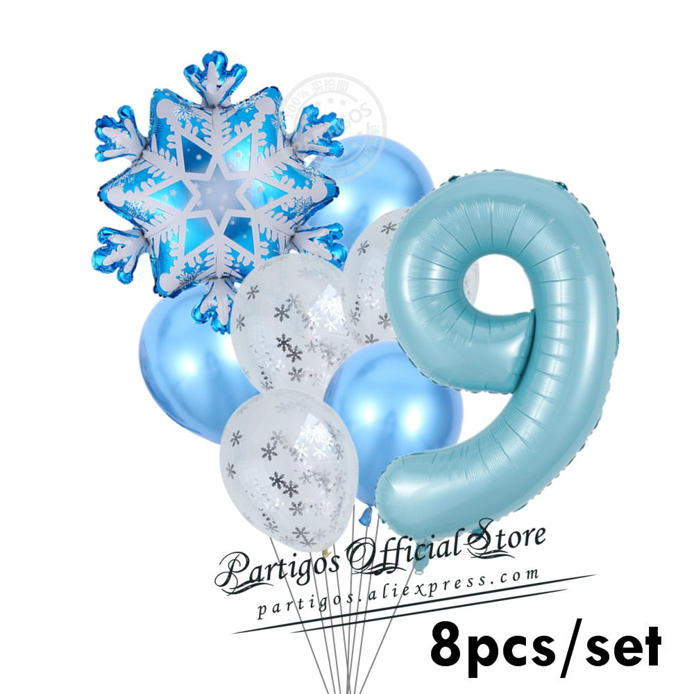 set Mix Snowflake Foil Balloons inch Ice blue number ballons Winter ice snow Party Birthday party Decoration Elsa Ballon 