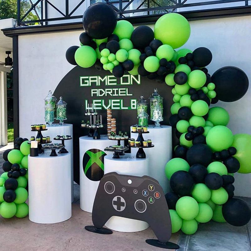 Game Themed Party Decorations Green Black Latex Balloons Arch Kit Boy st nd rd Birthday Baby Shower Supplies 