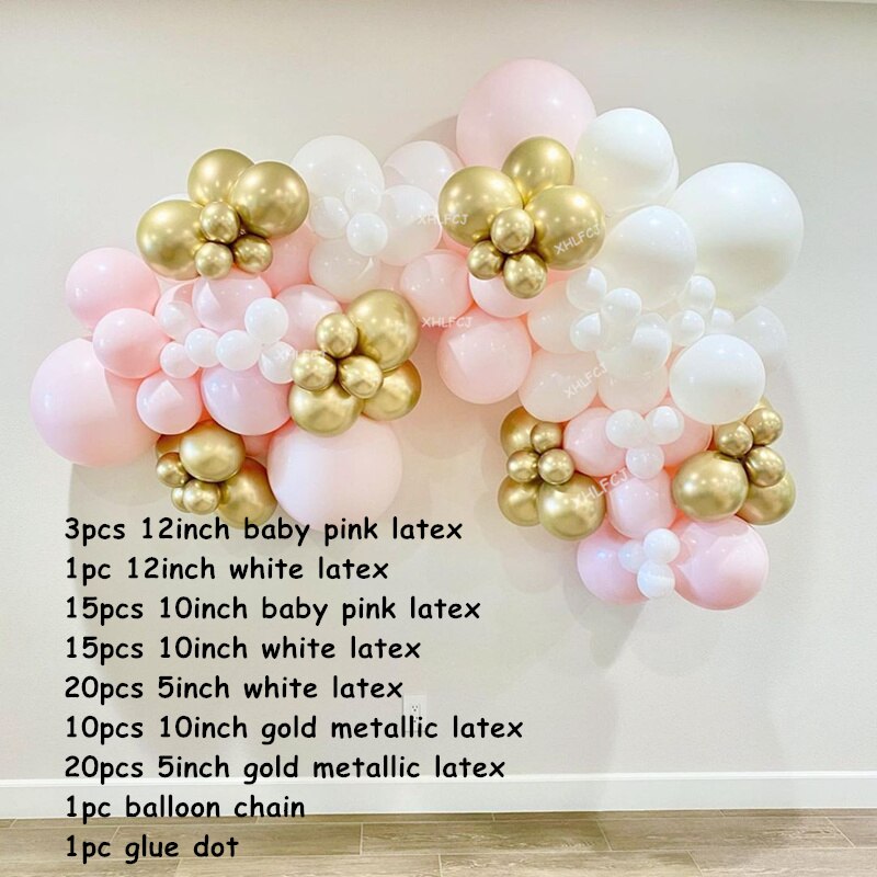 Balloon Garland Arch Kit Pcs Baby Pink White Gold Balloons Wedding Decoration Birthday Anniversary Party Backdrop Decor Globos Inflatable Decorations