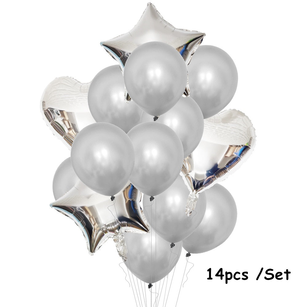 Large Silver Black Helium Number Balloons confetti Latex Ballon Wedding Decoration Baby Shower Birthday Party Metal Decor Globos PartyDecorHQ