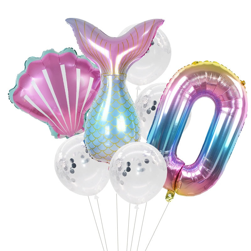 Pcs/Set Mermaid Party Number Foil Balloon Combination Baby Shower Birthday Decorations Helium Balloons 