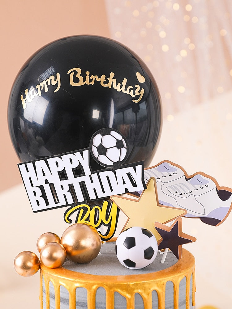 Passion Football Theme Party Soccer Cupcake Topper Flags Decoration Happy Birthday Cake Toppers Boy Kids Supplies 