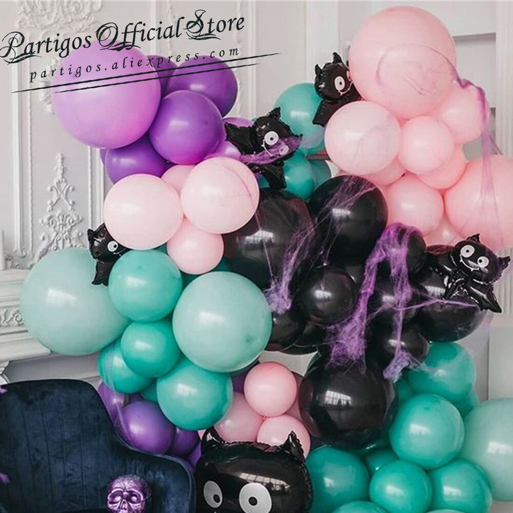 Pcs Halloween Black Purple Spider Balloons Garland Kit Arch Chain Cartoon Globos Decorations Home Kid Toy Inflatable Party