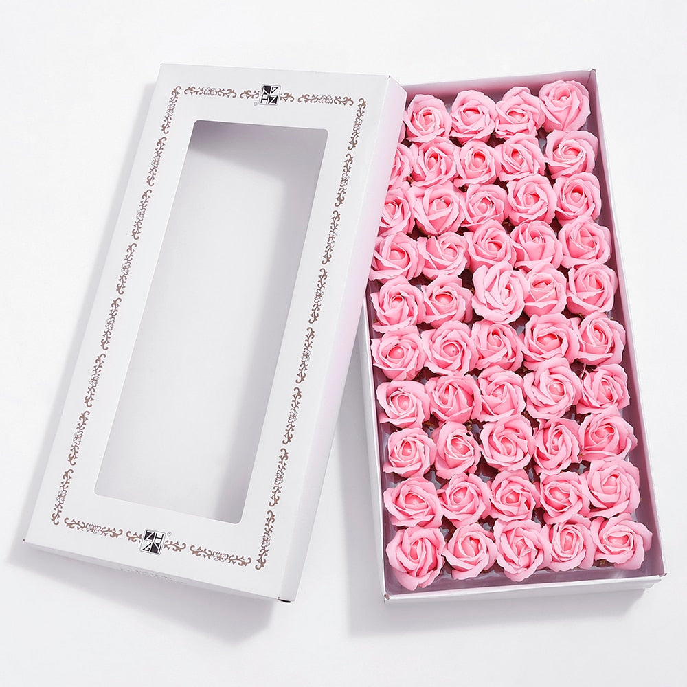 50pcs Rose Bath Body Flower Floral Soap Rose Box Handmade Artificial Rose Valentines Day Gifts Romantic Wedding Room Decorations PartyDecorHQ