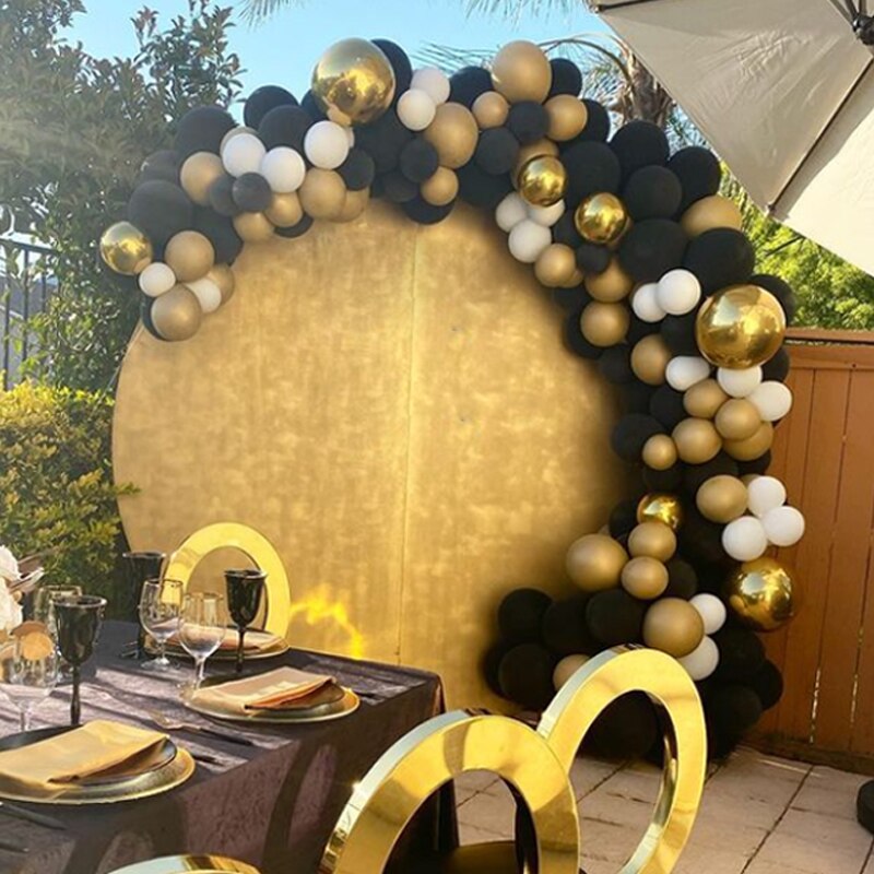 Golden and Black Birthday Balloons Arch Kit Set White Latex Balloon Garland Baby Baptism Shower Party Decoration Metalic Ballons PartyDecorHQ