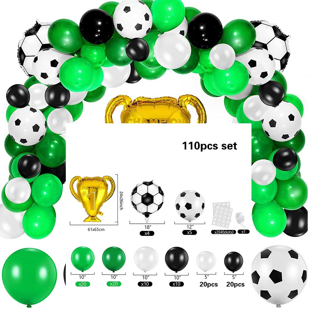 Soccer Party Balloons Arch Kit Decorations White Black Latex Birthday Sports Themed Supplies 