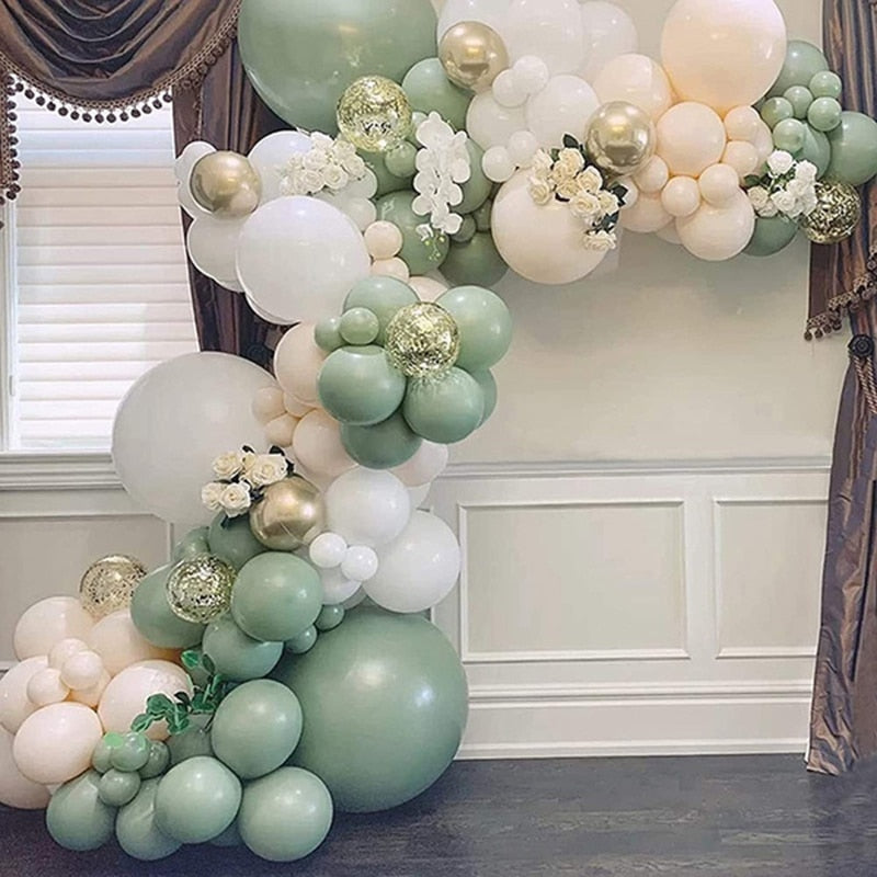 Green Sliver Balloon Garland Arch Chain Wedding Birthday Balloons Decoration Birthday Party Balloons For kids Baby Shower Decor PartyDecorHQ