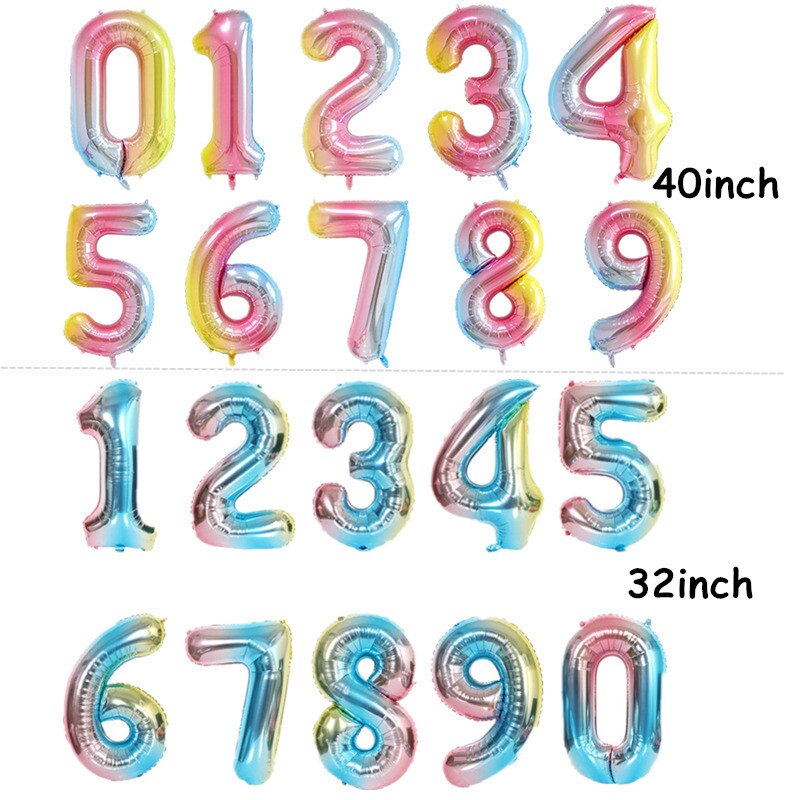 pcs/Set Number inch Rose Gold Foil Balloons Digital Globos Anniversary Wedding Birthday Party Decorations 