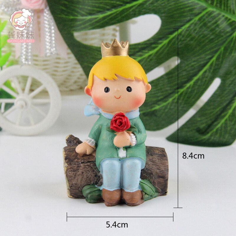 Cute Prince Resin Creative Crafts Cake Decorations Little Boy Model Standing Micro Landscape Flower Pots Decor Home Figurines 