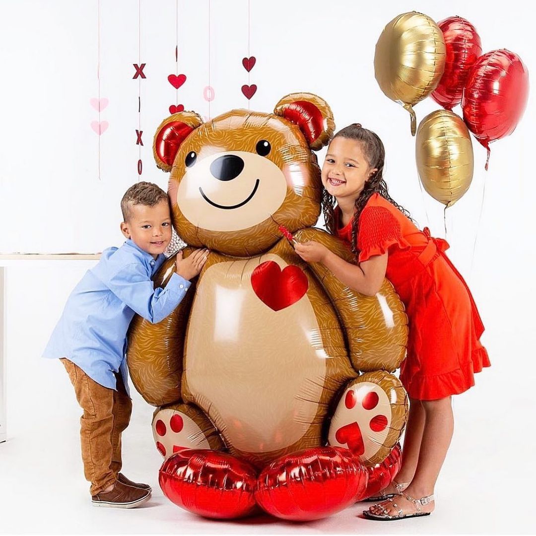 Love Heart Bear Foil Balloons cm Happy Birthday Valentine’s Day Party Decor Air Helium Globos Wedding Decorations Kids Toys 