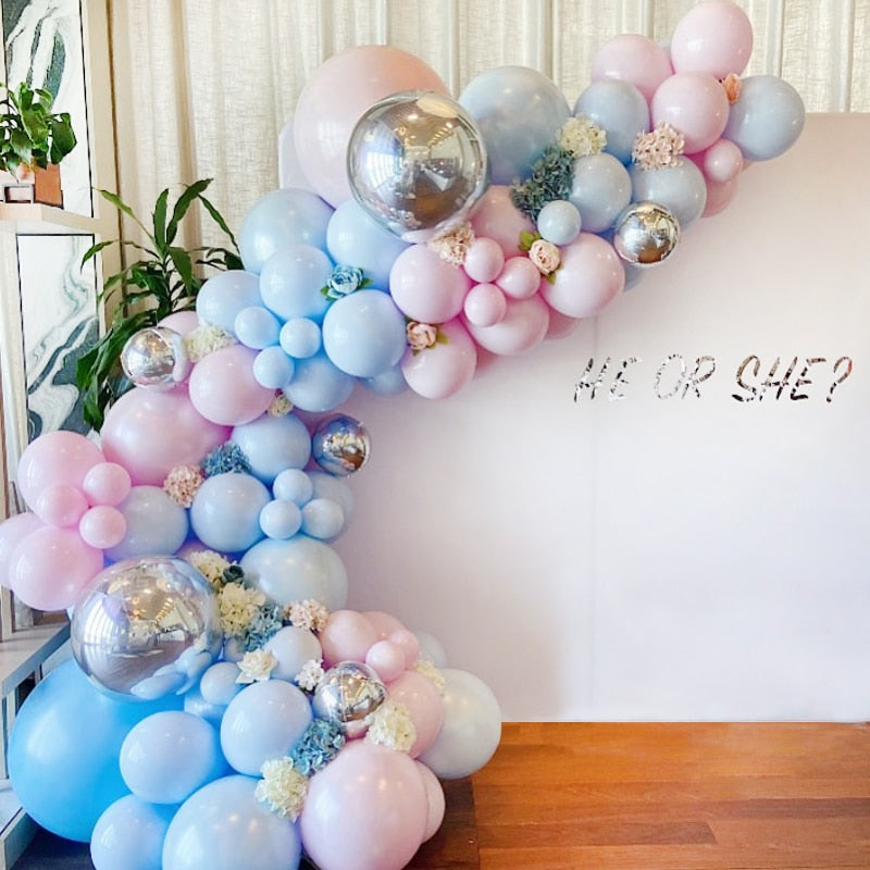 Latex Balloons Arch Set Pink Blue And Silver 4D Balloon Garland Wedding Birthday Party Decoration Baby Baptism Shower Balloon PartyDecorHQ