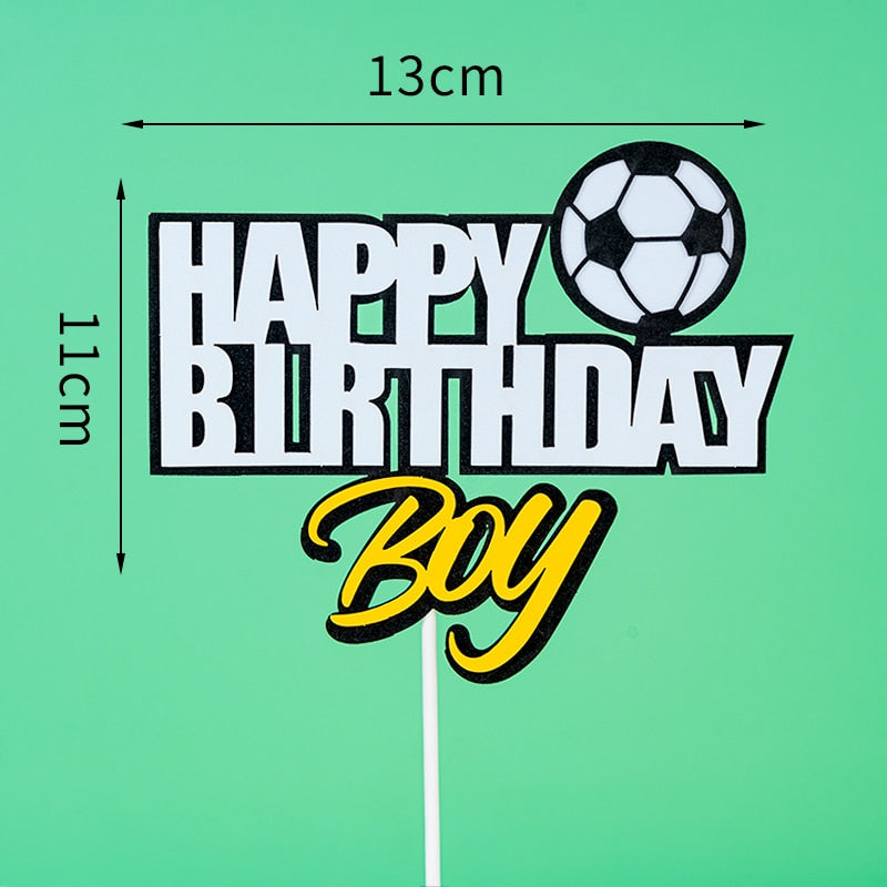 Football Cake Topper Decor Soccer Boy First Happy Birthday Footbal Treat Theme Dessert Decoration 