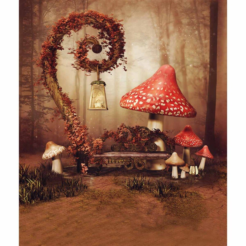 Forest Photography Backdrop Mushroom Fairy Girl Wonderland Kids Photocall Photobooth Background Photo Studio 