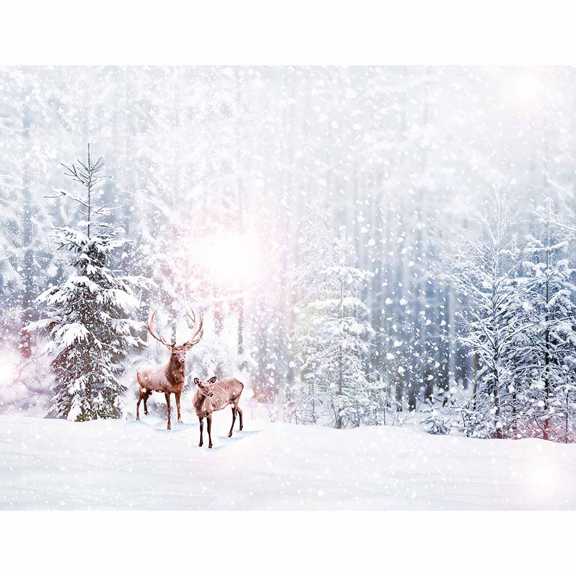 Winter Background Tree Reindeer Snow Christmas Decorations Scenery New Year Photography Backdrop Photozone Photo Studio 