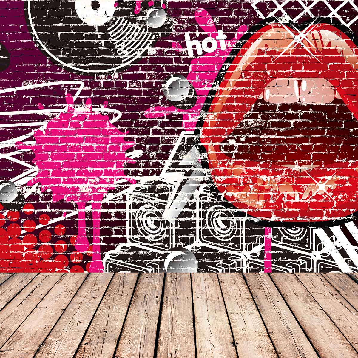 photo background graffiti Brick wall red lip rock camera fotografica profissional cloth photographic 