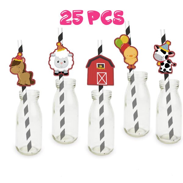 Farm Theme Party Cake Topper Animals Centerpiece Birthday Decorations Supplies Set 