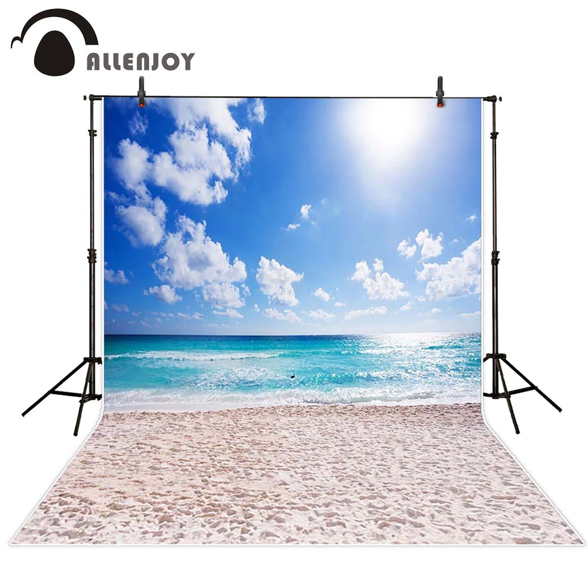 scenery photo backdrop Beach footprints sky sun blue sea photocall shoot background studio 