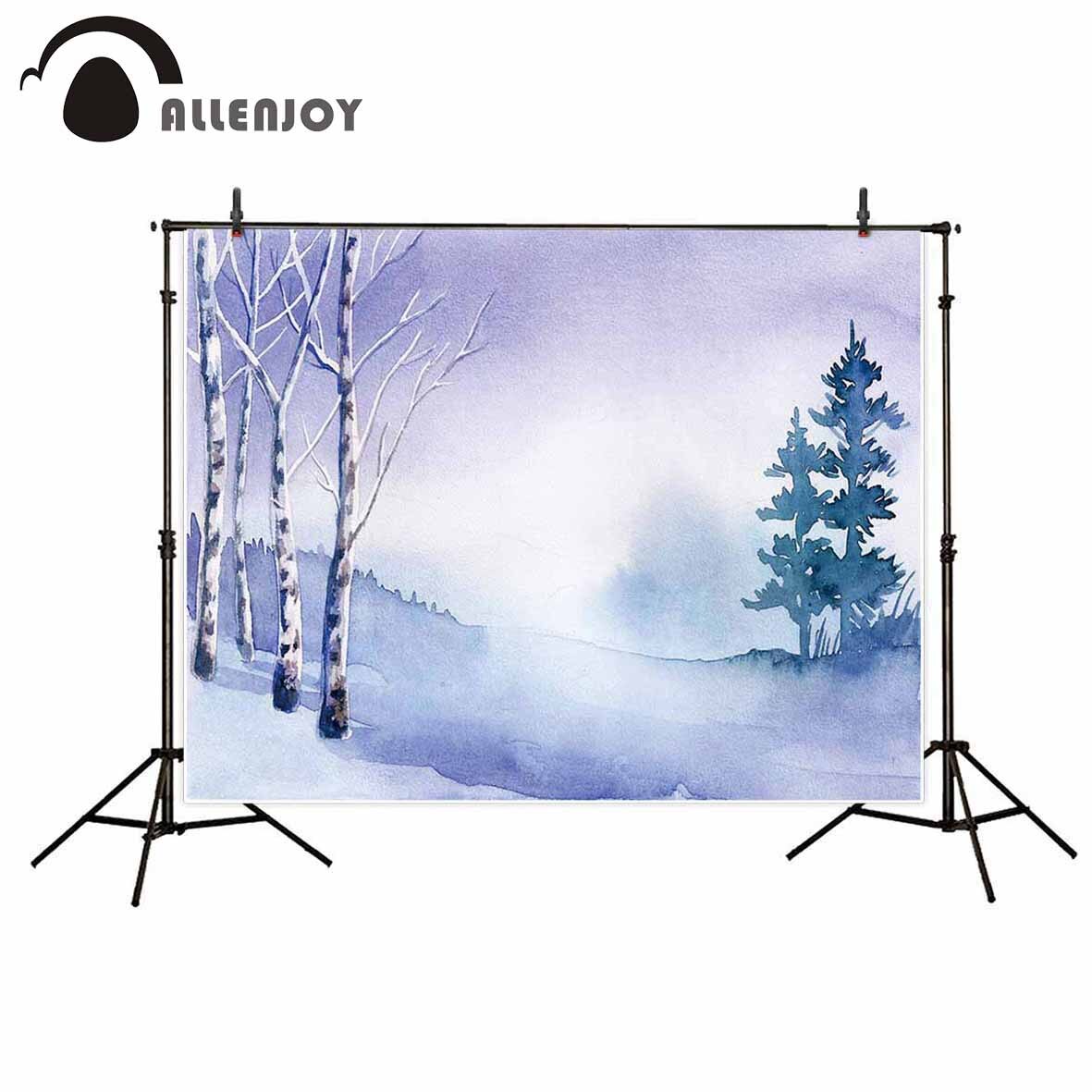 winter snow drawing gouache style backdrop for children tree forest photo background fund fond studio photo PartyDecorHQ