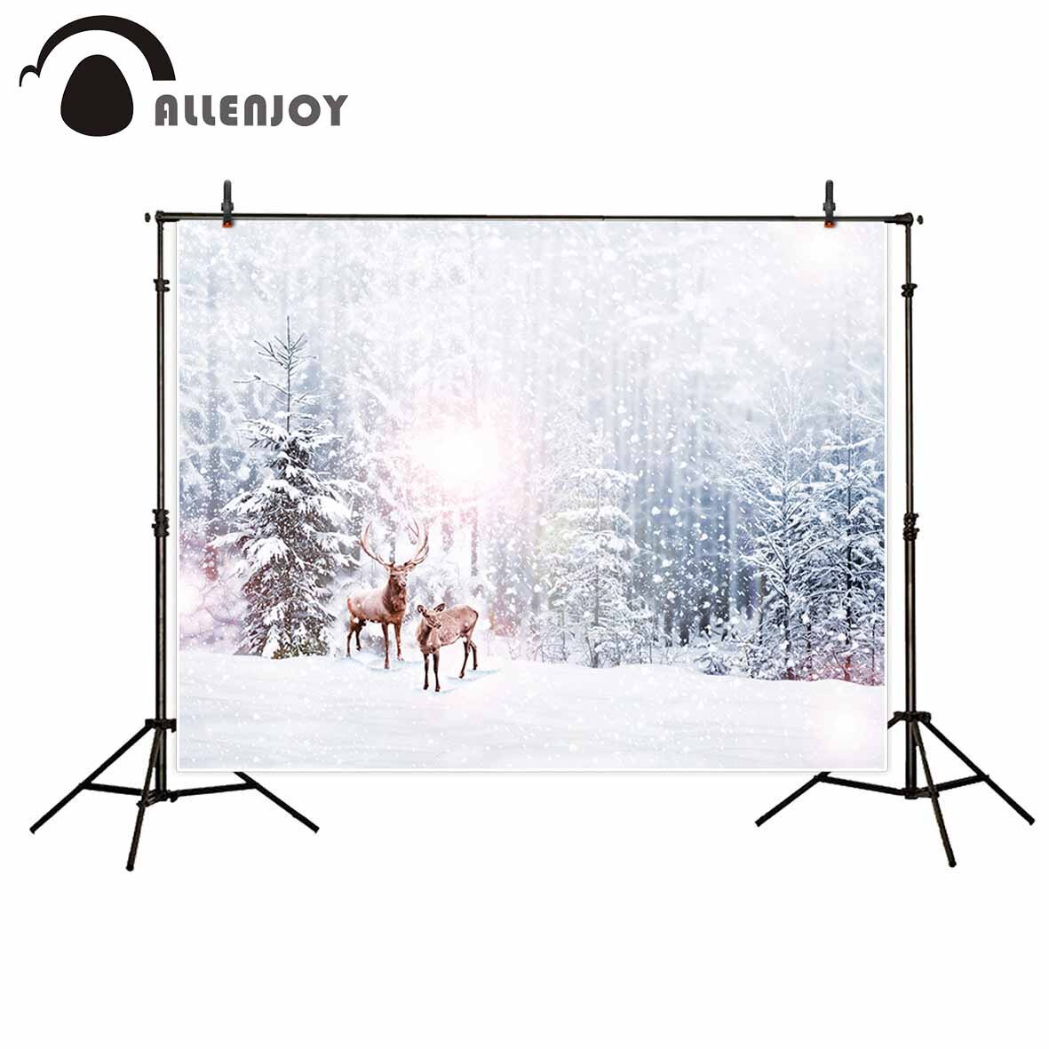 Winter Background Tree Reindeer Snow Christmas Decorations Scenery New Year Photography Backdrop Photozone Photo Studio 