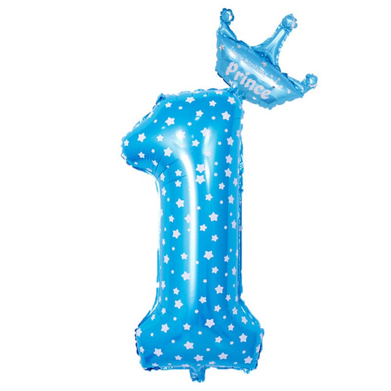 inch Number Foil Balloons Blue Pink Crown Balloon First Years Old Kid Boys Girls Birthday Baby Shower Party Decoration 