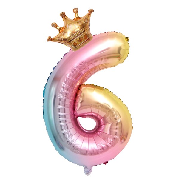 Large inch Helium Air Digit Figure Big Crown Number Foil Balloon Birthday Party Decorations Kids 