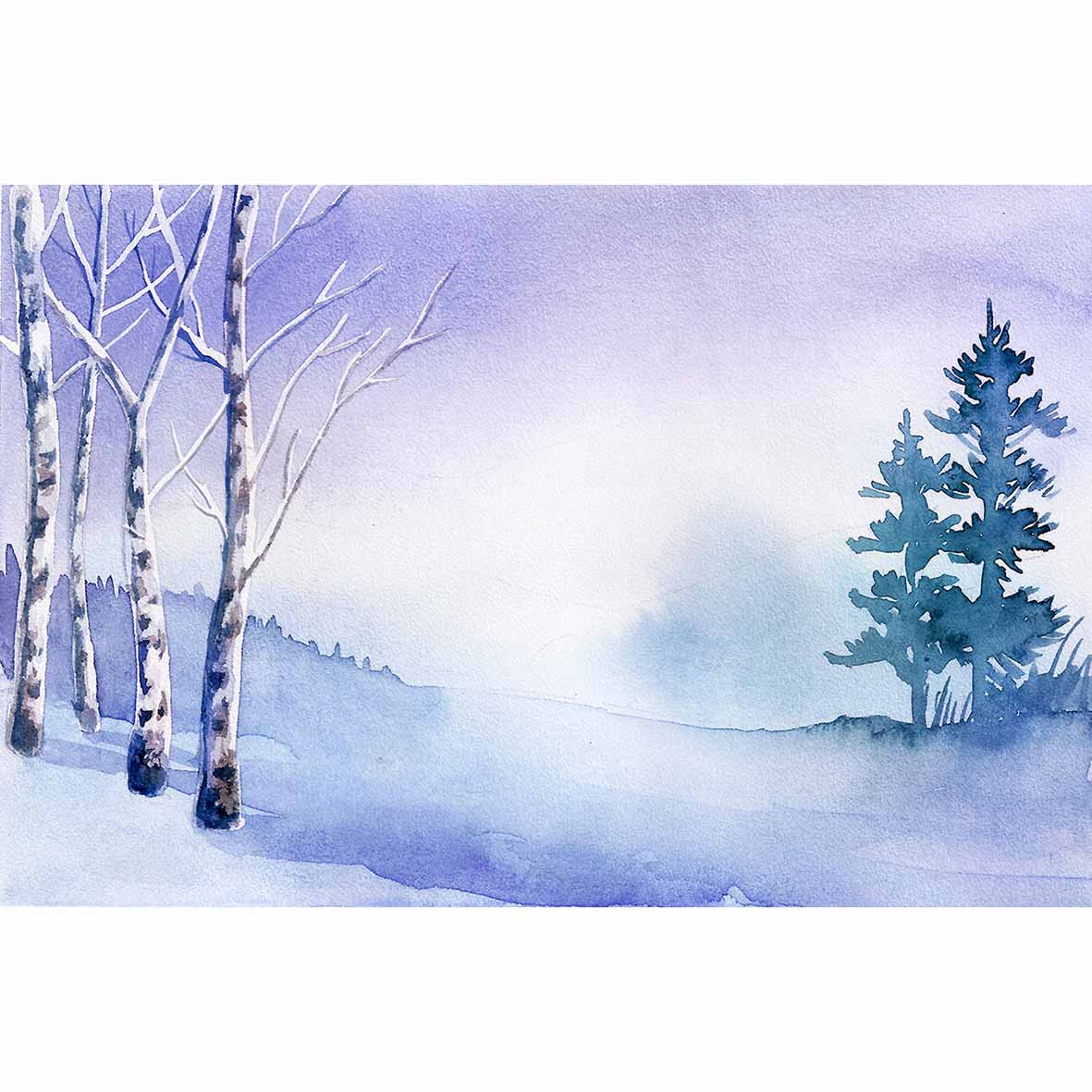 winter snow drawing gouache style backdrop for children tree forest photo background fund fond studio photo PartyDecorHQ