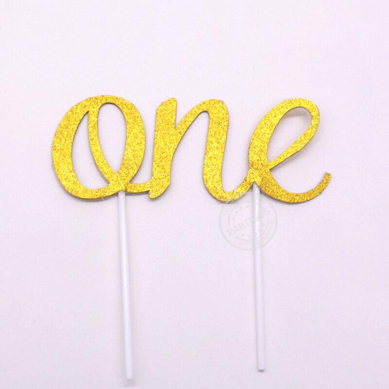 1pc Gold Silver Blue Cupcake Cake Topper Happy Birthday Cake Top Flags for Love Family Birthday Party Baking Decoration Supplies PartyDecorHQ