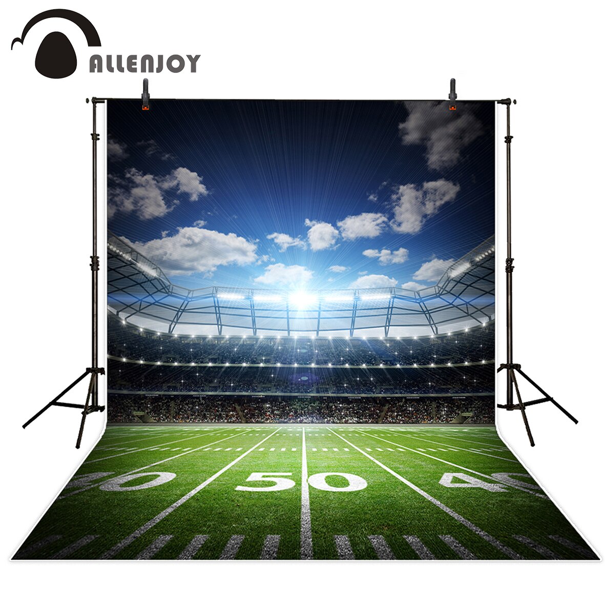 American football stadium shiny spot light blue sky backdrop camera photographic professional child photography 