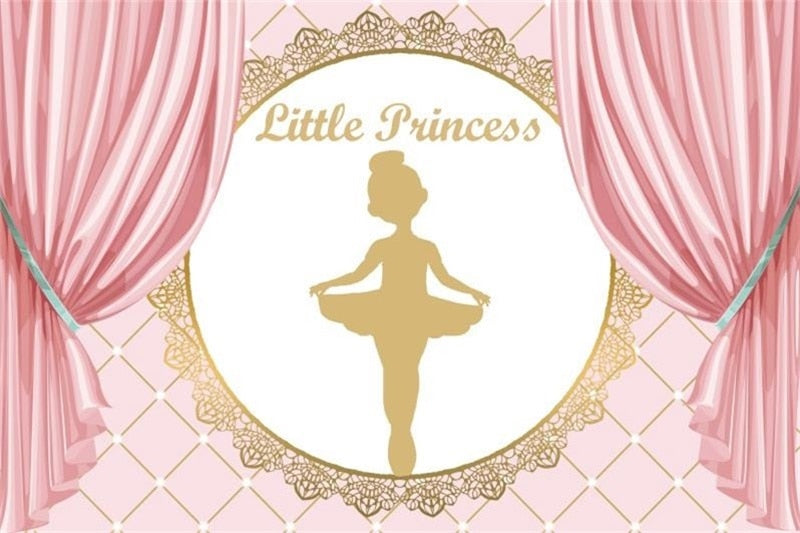 Princess Backdrop Photography Gold Crown Pink Curtain Birthday Party Baby Child Customized Poster Photozone Photo 