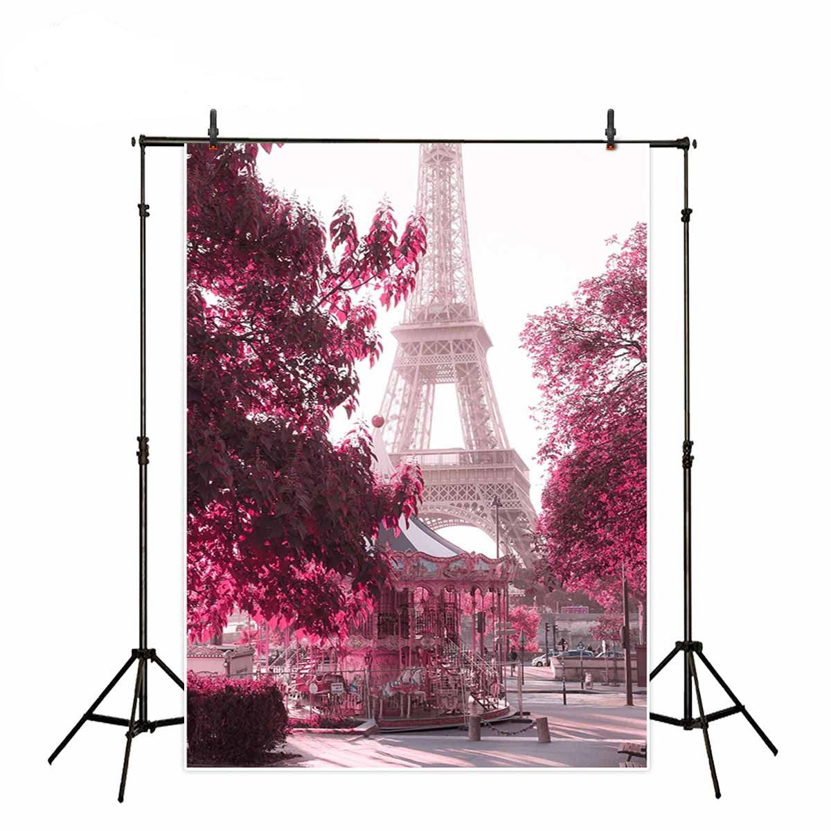 photography backdrops Eiffel Tower carousel red tree romantic wedding background photo 