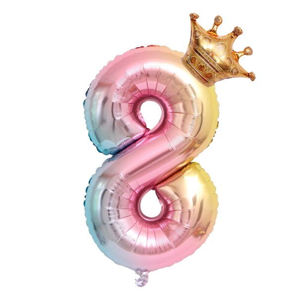 Large inch Helium Air Digit Figure Big Crown Number Foil Balloon Birthday Party Decorations Kids 