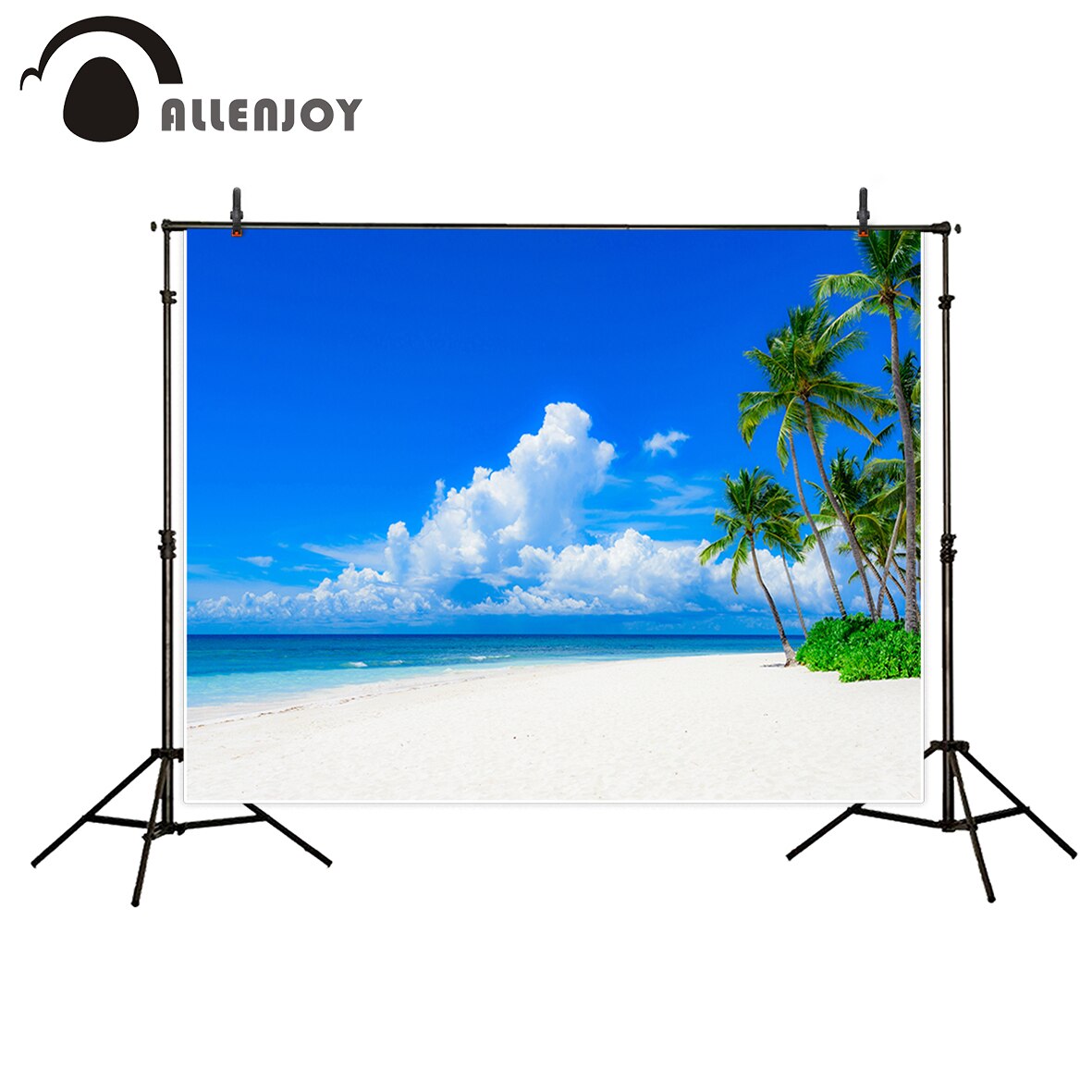 Island beach tropical tree clouds blue sky sand photocall decorations for home photography studio funds PartyDecorHQ