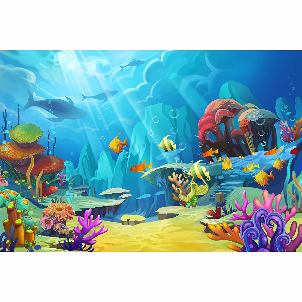 Mermaid baby seabed fish cartoon background coral whale backgrounds photo studio photographic 