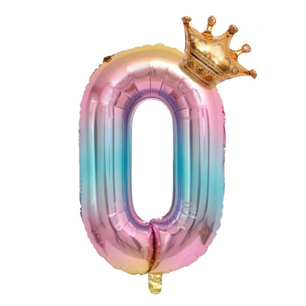 Large inch Helium Air Digit Figure Big Crown Number Foil Balloon Birthday Party Decorations Kids 