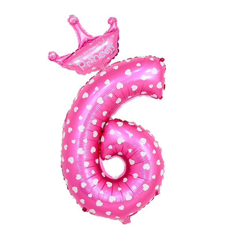 inch Number Foil Balloons Blue Pink Crown Balloon First Years Old Kid Boys Girls Birthday Baby Shower Party Decoration 