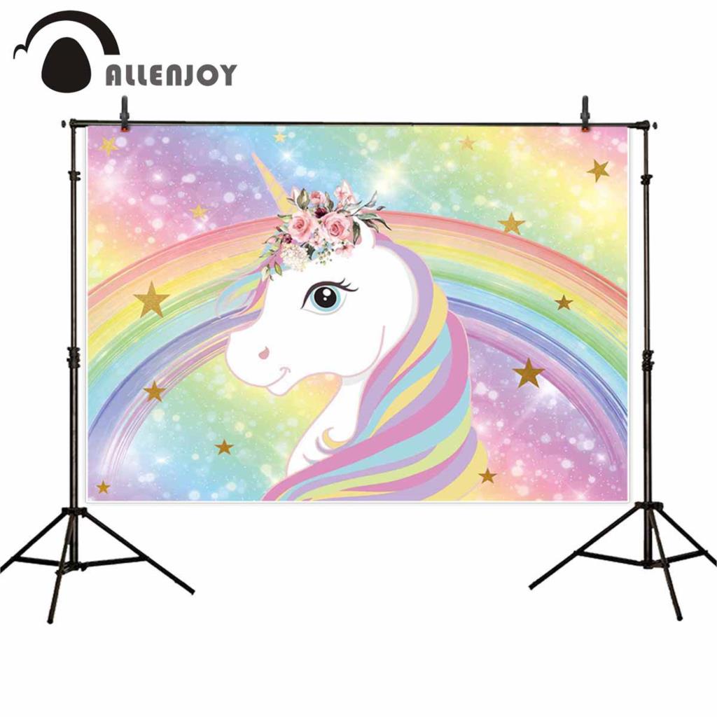 photographic background unicorn birthday baby shower rainbow glitter bokeh party photocall photobooth studio backdrop 