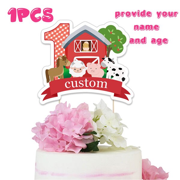 Farm Theme Party Cake Topper Animals Centerpiece Birthday Decorations Supplies Set 