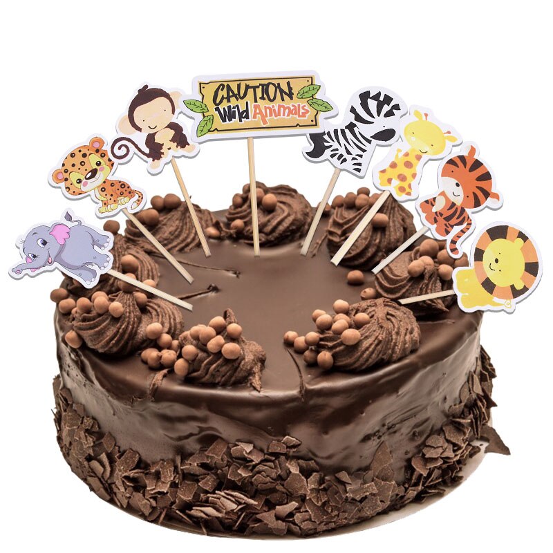 pcs Animal Cake Topper Happy Birthday Party Kid Wild Jungle Safari Children's Day Decorating 