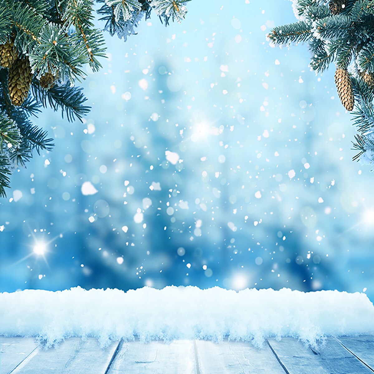 photographic background snowflake winter wood tree snow kids cute photocall professional fabric Christmas party 