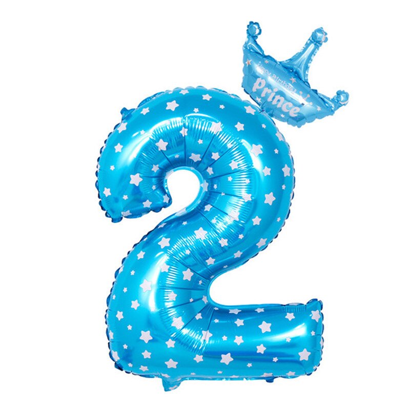 inch Number Foil Balloons Blue Pink Crown Balloon First Years Old Kid Boys Girls Birthday Baby Shower Party Decoration 