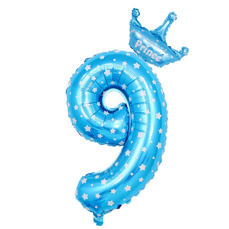 inch Number Foil Balloons Blue Pink Crown Balloon First Years Old Kid Boys Girls Birthday Baby Shower Party Decoration 