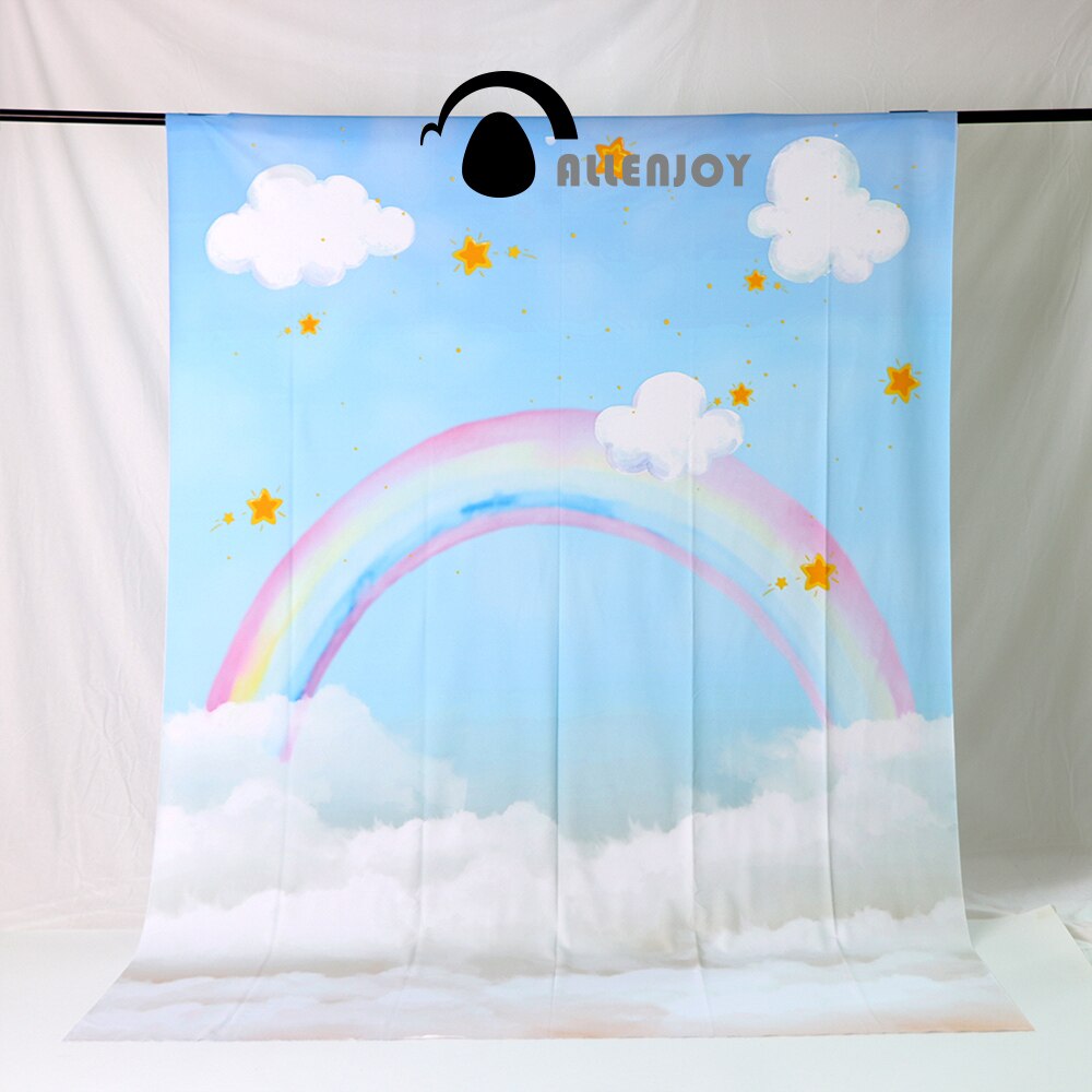 photography backdrops rainbow Clouds blue sky stars children baby shower newborn birthday photo studio Backgrounds 