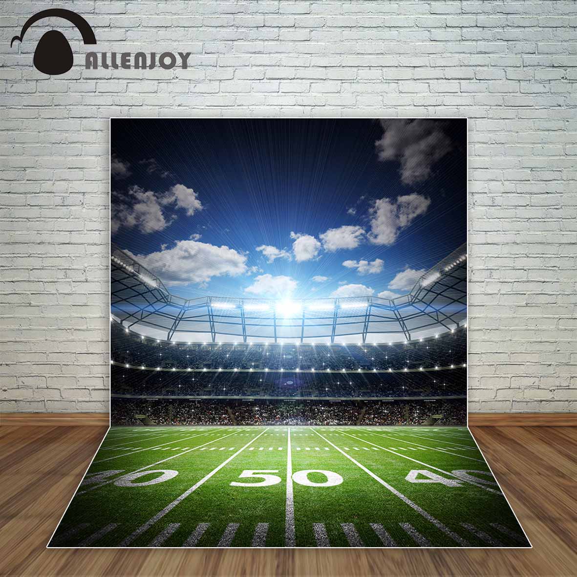 American football stadium shiny spot light blue sky backdrop camera photographic professional child photography 