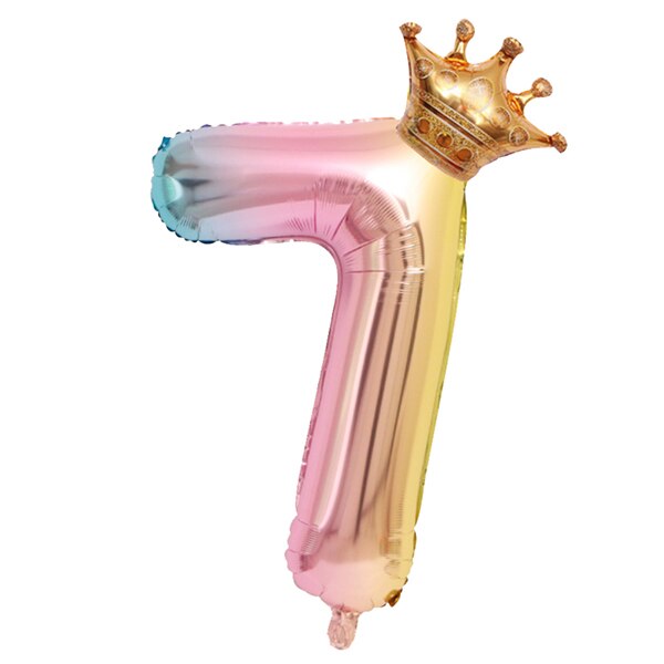 Large inch Helium Air Digit Figure Big Crown Number Foil Balloon Birthday Party Decorations Kids 