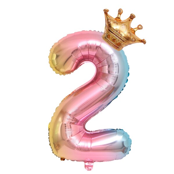 Large inch Helium Air Digit Figure Big Crown Number Foil Balloon Birthday Party Decorations Kids 