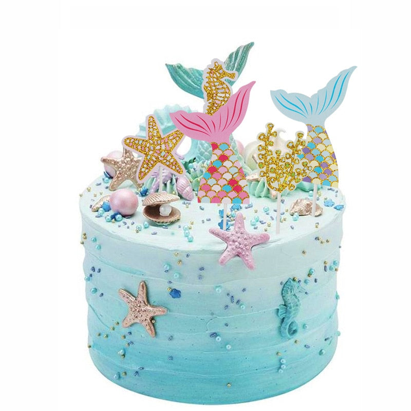 Birthday Cake Decoration Ocean Series Shell Mermaid Topper Girl st Dessert Decor Wedding Party 